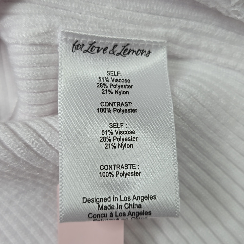3415 For Love & Lemons White Ribbed Lace Trim Cardigan – NWT - Picture 6 of 9